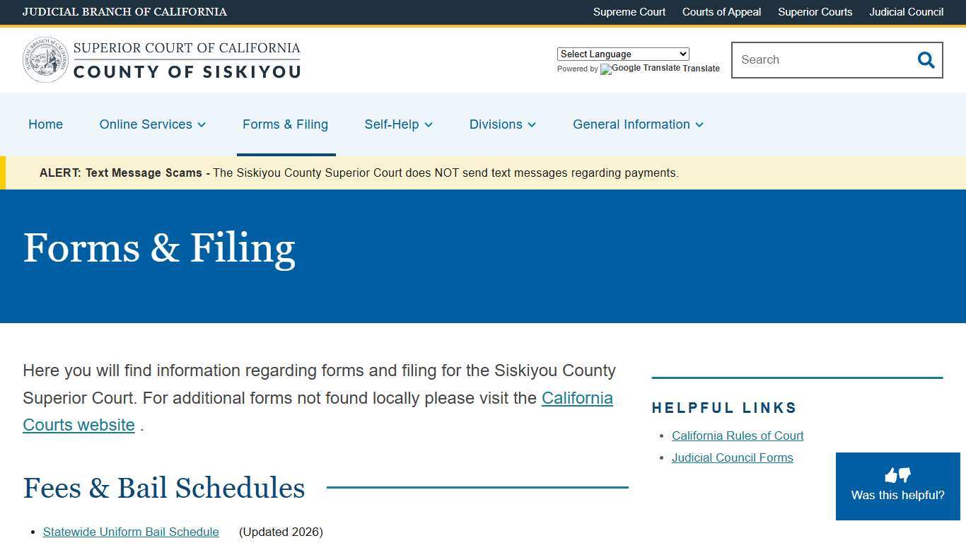 Forms & Filing | Superior Court of California | County of Siskiyou